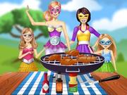 Barbie Family cooking Barbecued Wings