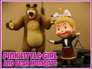 Pink Little Girl and Bear Moments