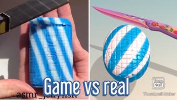 Game vs real slime and soap cutting edition 