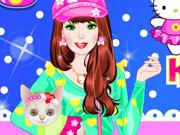 Barbie With Kitty Dressup