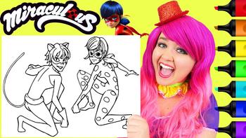Coloring Miraculous Ladybug & Cat Noir Coloring Page Prismacolor Paint Markers | KiMMi THE CLOWN 