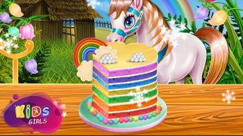 Pony Cooking Rainbow Cake | Play Kids Game 