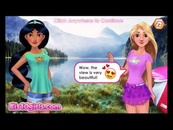 Jasmine and Rapunzel on Camping - Game Walkthrough  Kiz10girls.com 