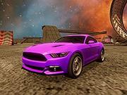 Crazy Car Stunts in Moon Cosmic Arena